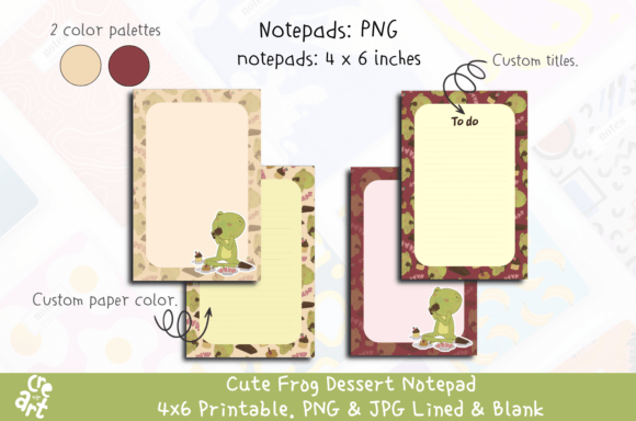 Download Cute Frog Dessert Notepad 4x6 - Cute Collection
