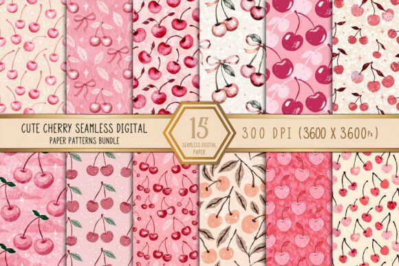 Download Cute Cherry Seamless Patterns Bundle - Cute Collection