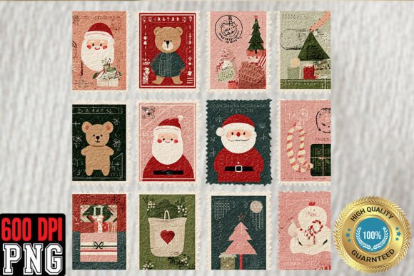 Download Christmas Postage Stamps PNG, Cute Retro - Cute Collection