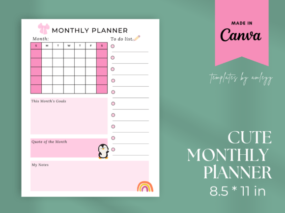 Download Cute Coquette Monthly Planner Template - Cute Collection