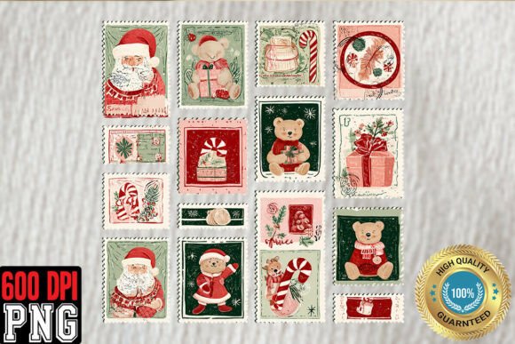 Download Christmas Postage Stamps PNG, Cute Retro - Cute Collection