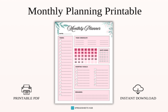 Download Elegant Monthly Planning Printable PDF - Premium Resources