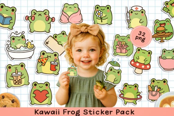 Download Cute Kawaii Frog Printable Stickers. PNG - Cute Collection