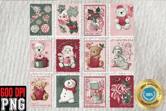 Download Christmas Postage Stamps PNG, Cute Retro - Cute Collection