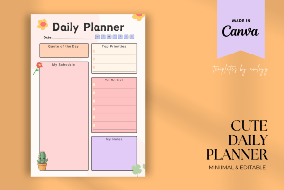 Download Cute Aesthetic Daily Planner Template - Cute Collection
