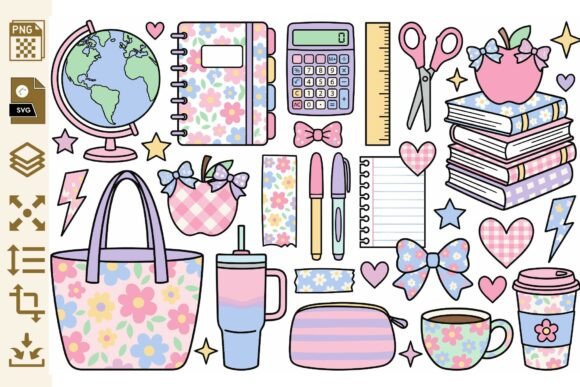 Download Cute School Supplies Clipart PNG &amp; SVG - Cute Collection