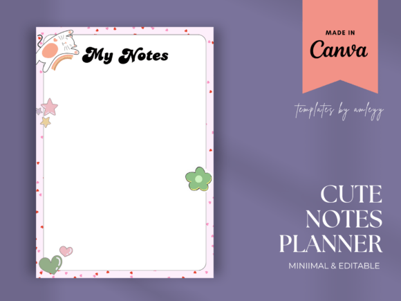 Download Cute Notes Planner Template Canva Retro - Cute Collection