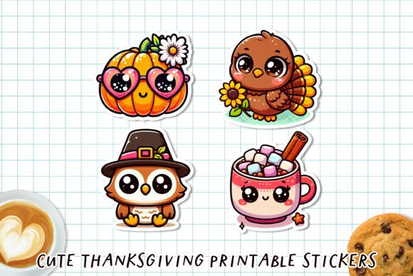 Download Cute Kawaii Thanksgiving Stickers | Fall - Cute Collection