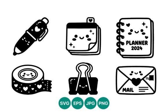 Download Cute Kawaii Planner 2024 Vector Art - Cute Collection
