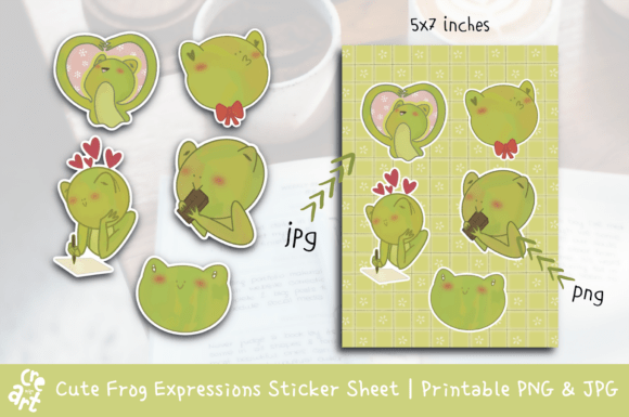 Download Cute Frog Expressions Sticker Sheet - Cute Collection