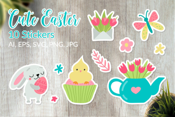 Download Cute Spring Easter - Printable Stickers - Cute Collection