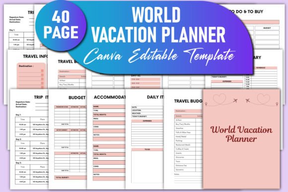 Download World Vacation Planner Canva KDP - Vacation planner Collection