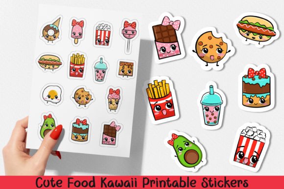 Download Cute Food Kawaii Printable Stickers. PNG - Cute Collection