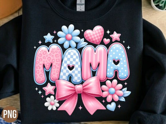 Download Cute Mama Pink Bow Floral PNG T-Shirt - Cute Collection