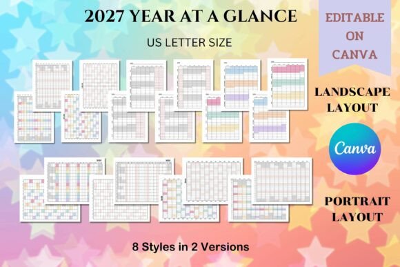 Download 2027 Yearly at a Glance - Canva Template - Premium Resources