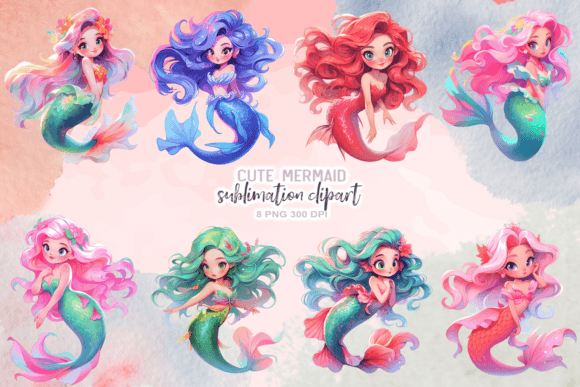 Download Cute Mermaid Sublimation Clipart - Cute Collection