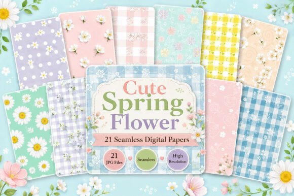 Download Cute Spring Flower Digital Patterns - Cute Collection